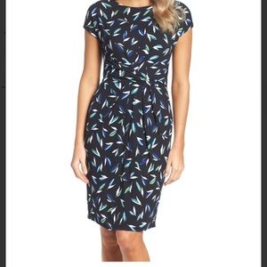 White House Black Market Purple Leaf Pattern Dress